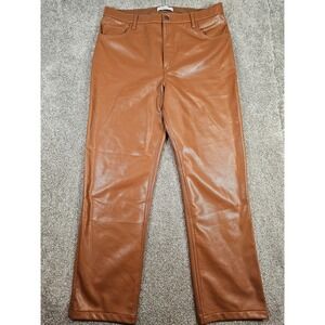 Abercrombie & Fitch The 90s Straight Ultra High Rise Faux Leather Pants Brown 16
